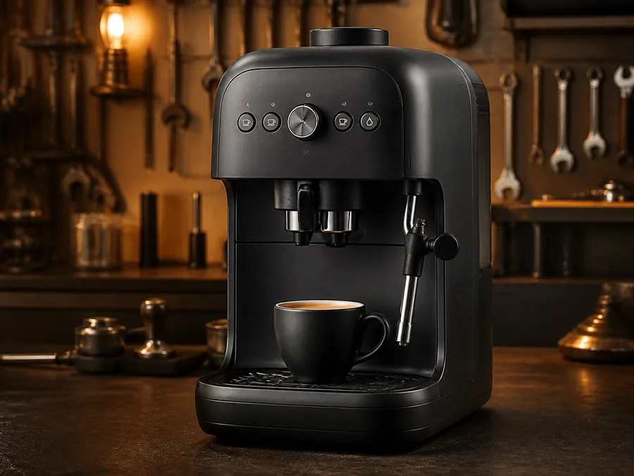 Иллюстрация кофемашины типа Krups Arabica в сервисной мастерской