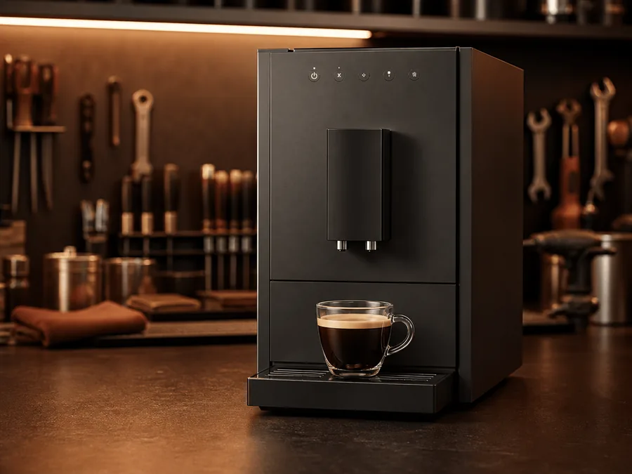 Иллюстрация кофемашины типа Melitta Purista в сервисной мастерской