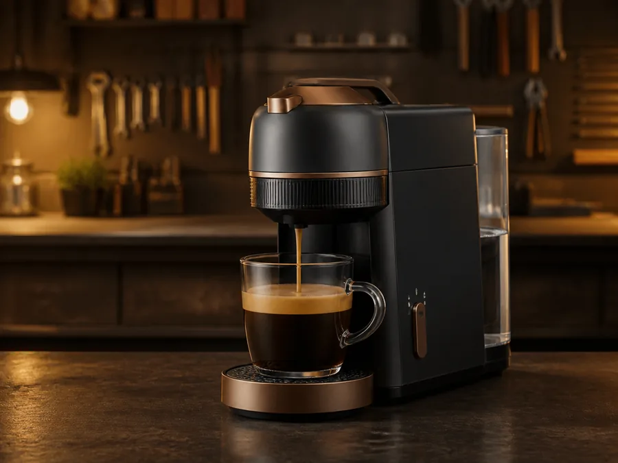 Иллюстрация кофемашины типа Nespresso Vertuo Next в сервисной мастерской