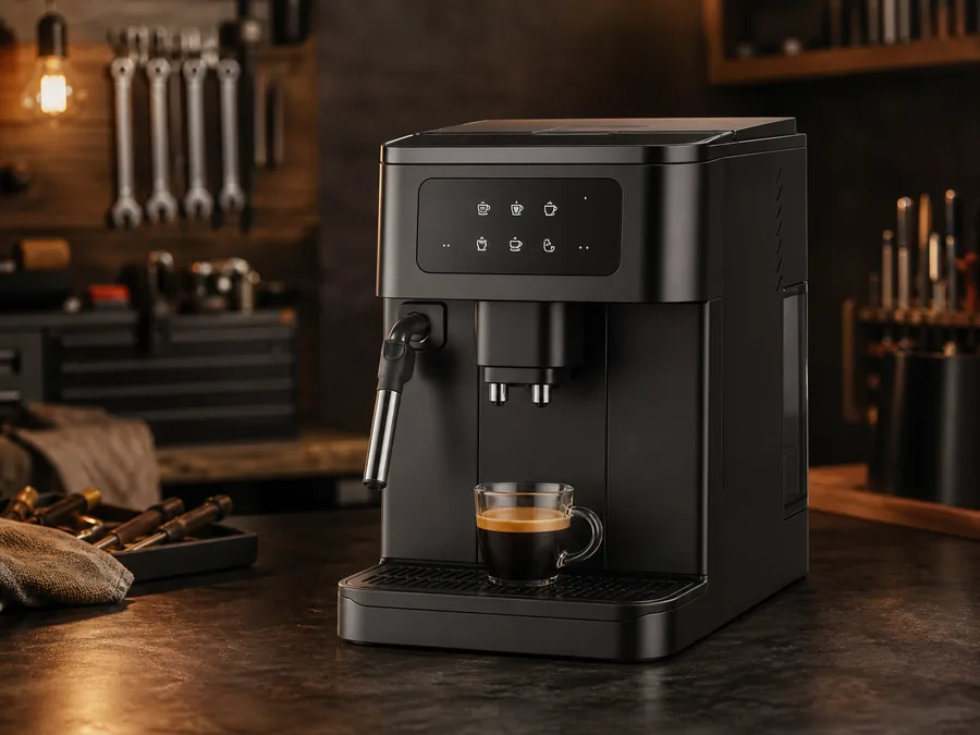 Иллюстрация кофемашины типа Philips Series 2200 в сервисной мастерской
